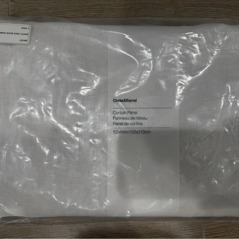 Crate&Barrel White Sheer linen Curtain Panels